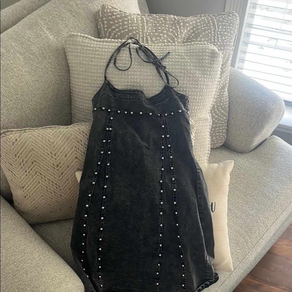 Black Halter Dress with Beaded Details